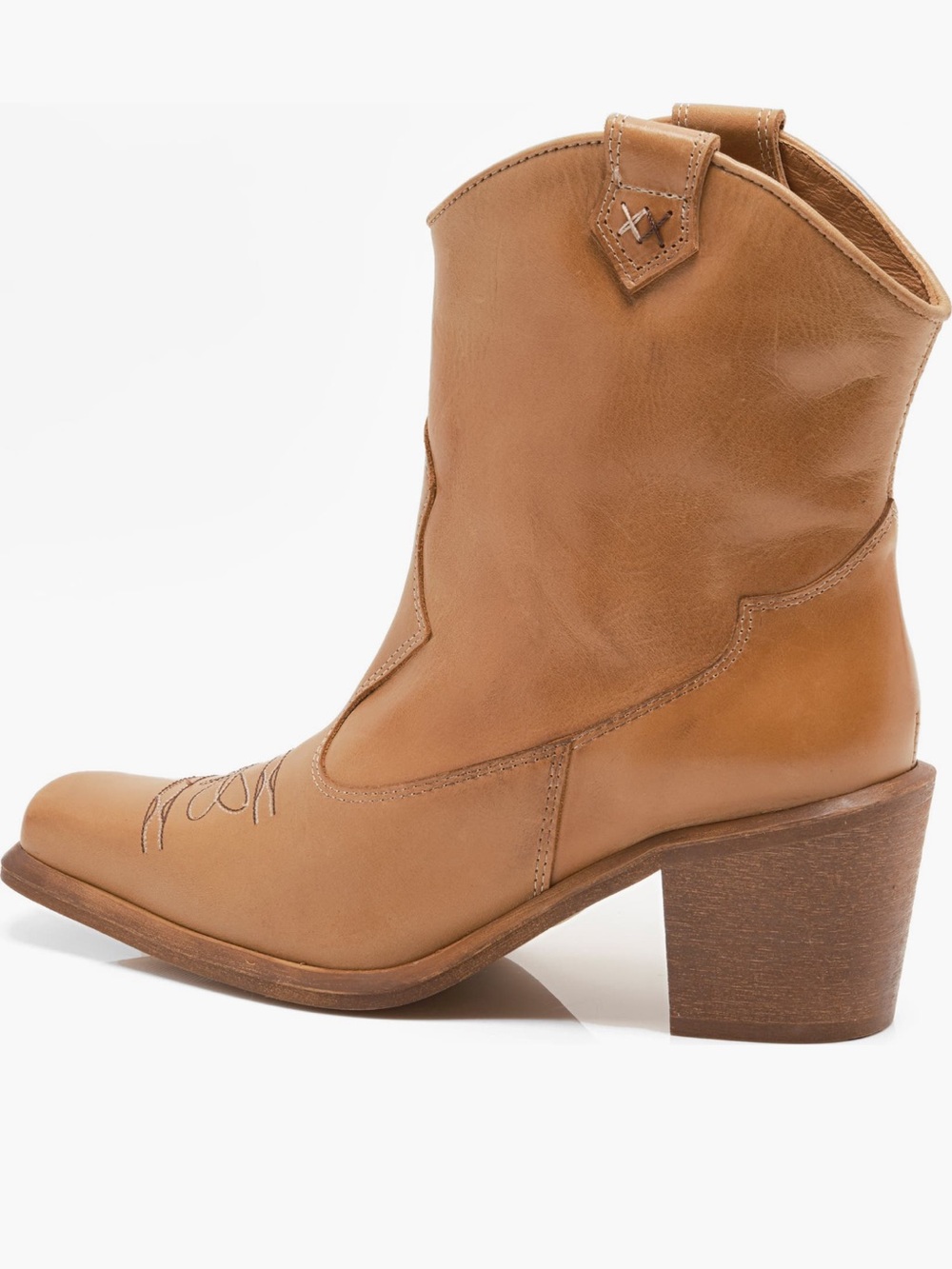 Free People Wandering Cognac Leather Western Ankle Boots 7.5 - Picture 3 of 7